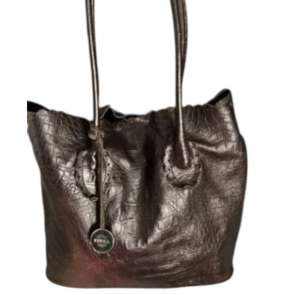 Furla Vintage Crocodile-Embossed Leather Tote Bag